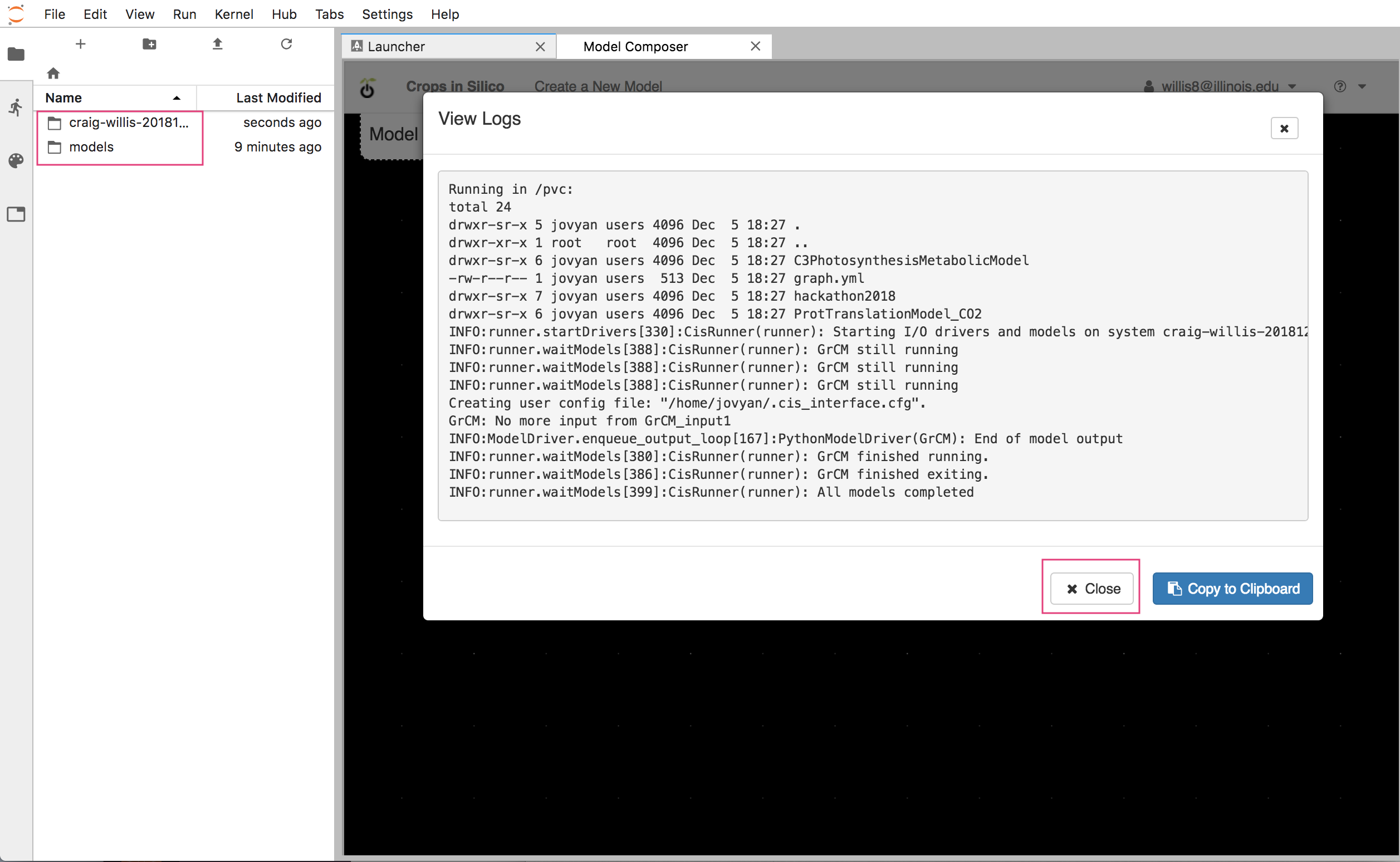 Model logs